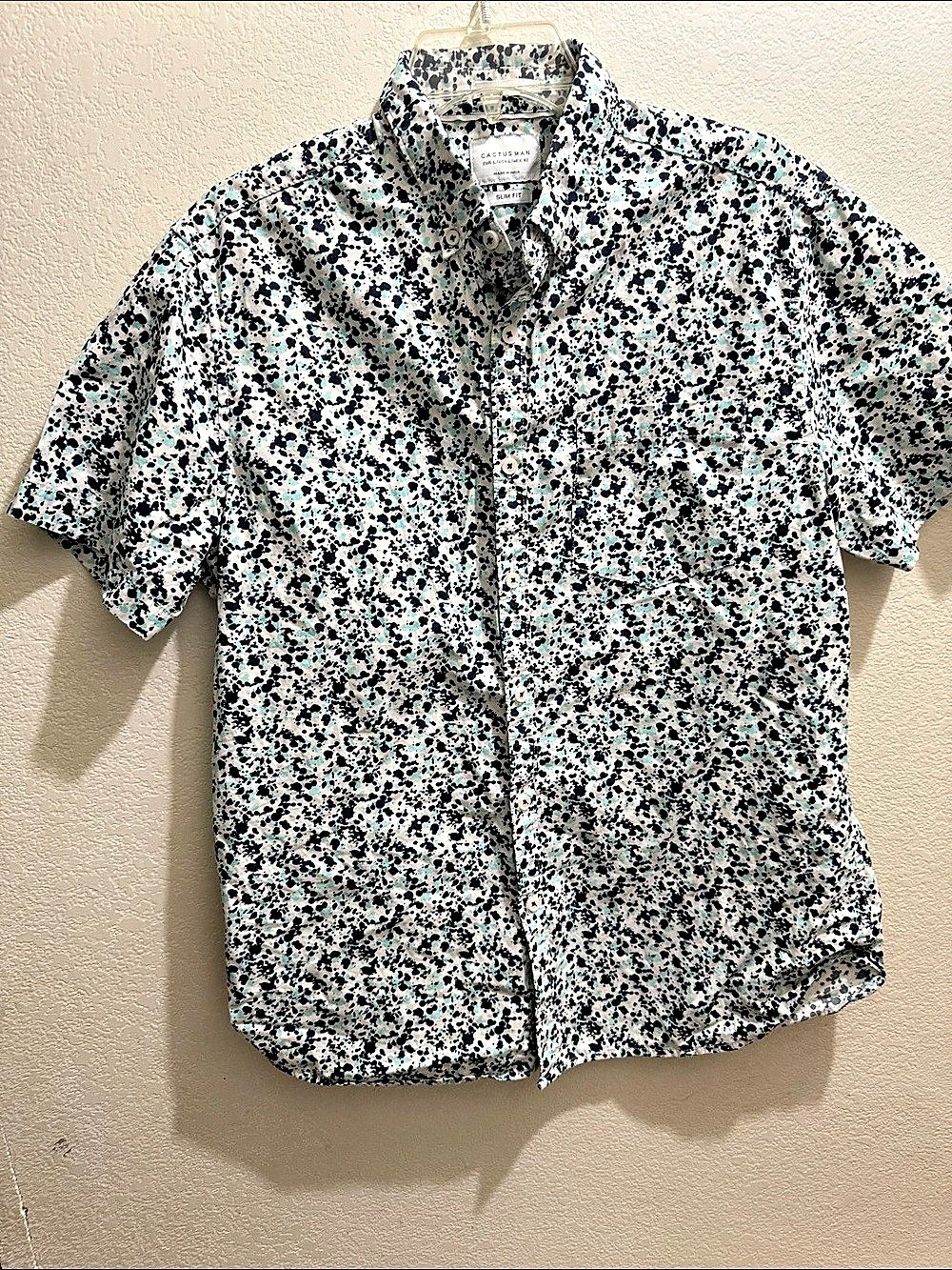Cactus Man Slim Fit Short Sleeve Button Down Shirt Abstract Print Short Sleeve